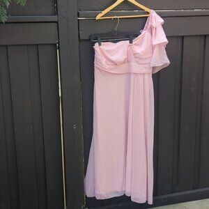 Elegant Pink One Shoulder Party Wedding Fancy Dress - Size 2X NWT